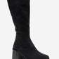Carm - Black Nubuck Platform Heel Mid-Calf Boot (Women)