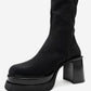 Carm - Black Nubuck Platform Heel Mid-Calf Boot (Women)