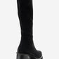 Carm - Black Nubuck Platform Heel Mid-Calf Boot (Women)