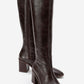 Venia - Brown Block Heel Knee-High Boot (Women)