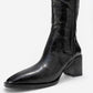 Venia - Black Croco-Effect Knee-High Thick Heel Boot (Women)
