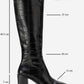 Venia - Black Croco-Effect Knee-High Thick Heel Boot (Women)