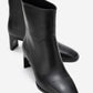 Nordy - Black Genuine Leather Block Heel Boot (Women)