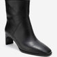 Nordy - Black Genuine Leather Block Heel Boot (Women)