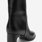 Nordy - Black Genuine Leather Block Heel Boot (Women)