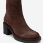 Junae - Brown Genuine Leather Block Heel Ankle Boot (Women)