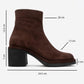 Junae - Brown Genuine Leather Block Heel Ankle Boot (Women)