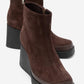 Livia - Brown Genuine Leather Wedge Platform Ankle Boot (Women)