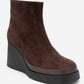 Livia - Brown Genuine Leather Wedge Platform Ankle Boot (Women)