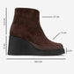 Livia - Brown Genuine Leather Wedge Platform Ankle Boot (Women)