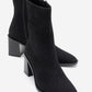 Chara - Black Patterned Block Heel Boot (Women)