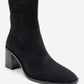 Chara - Black Patterned Block Heel Boot (Women)