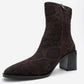Chara - Brown Patterned Block Heel Boot (Women)