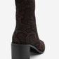Chara - Brown Patterned Block Heel Boot (Women)