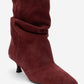 Balei - Burgundy Suede Genuine Leather Short Heel Boot (Women)