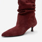 Balei - Burgundy Suede Genuine Leather Short Heel Boot (Women)