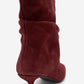 Balei - Burgundy Suede Genuine Leather Short Heel Boot (Women)