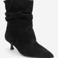 Balei - Black Suede Genuine Leather Short Heel Boot (Women)