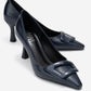Astra - Navy Striped Buckle Pump (Women)