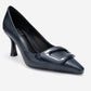 Astra - Navy Striped Buckle Pump (Women)