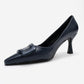 Astra - Navy Striped Buckle Pump (Women)