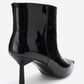 Rassel - Black Patent Pointed Toe Slim Heel Boot (Women)