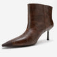 Rassel - Brown Croc-Print Pointed Toe Slim Heel Boot (Women)