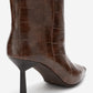 Rassel - Brown Croc-Print Pointed Toe Slim Heel Boot (Women)