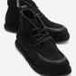 Martas - Black Suede Genuine Leather Lace-Up Zip Ankle Boot (Women)