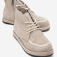 Martas - Beige Suede Genuine Leather Lace-Up Zip Ankle Boot (Women)