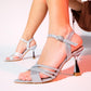 Olnio - Silver Glitter Cross-Strap Heeled Evening Shoe (Women)