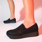 Purcan - Black Glitter Mesh Chunky Sole Casual Shoe (Women)