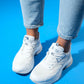 Crown - White Gray Lace-Up Thick Sole Sport Sneakers (Women)