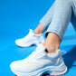 Crown - White Gray Lace-Up Thick Sole Sport Sneakers (Women)