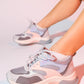 Crown - Powder Pink Multi Lace-Up Thick Sole Sport Sneakers (Women)