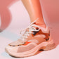 Crown - Beige Tan Lace-Up Thick Sole Sport Sneakers (Women)