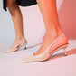 Marten - Ecru Pointed Toe Backless Stiletto Pump (Women)