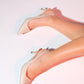 Marten - Ecru Pointed Toe Backless Stiletto Pump (Women)
