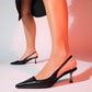 Marten - Black Pointed Toe Backless Stiletto Pump (Women)