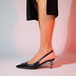 Marten - Black Pointed Toe Backless Stiletto Pump (Women)