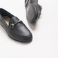 Penny - Black Leather Horsebit Loafers