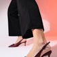 Foley - Burgundy Patent Striped Pointed Toe Backless Stiletto Pump (Women)