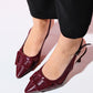 Foley - Burgundy Patent Striped Pointed Toe Backless Stiletto Pump (Women)