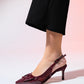 Foley - Burgundy Patent Striped Pointed Toe Backless Stiletto Pump (Women)