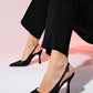 Andes - Black Striped Pointed Toe Backless High Heel Shoe (Women)