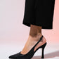 Andes - Black Striped Pointed Toe Backless High Heel Shoe (Women)
