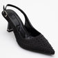 Juan - Black Satin Embellished Evening Shoe (Women)