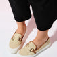 Barcelos - Beige Straw Buckle Loafer (Women)