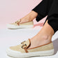 Barcelos - Beige Straw Buckle Loafer (Women)