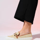 Barcelos - Beige Straw Buckle Loafer (Women)
